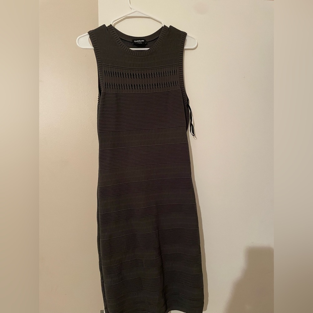 Bebe Olive knit mini dress.